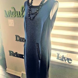 Blue and Black Color Block Midi Dress